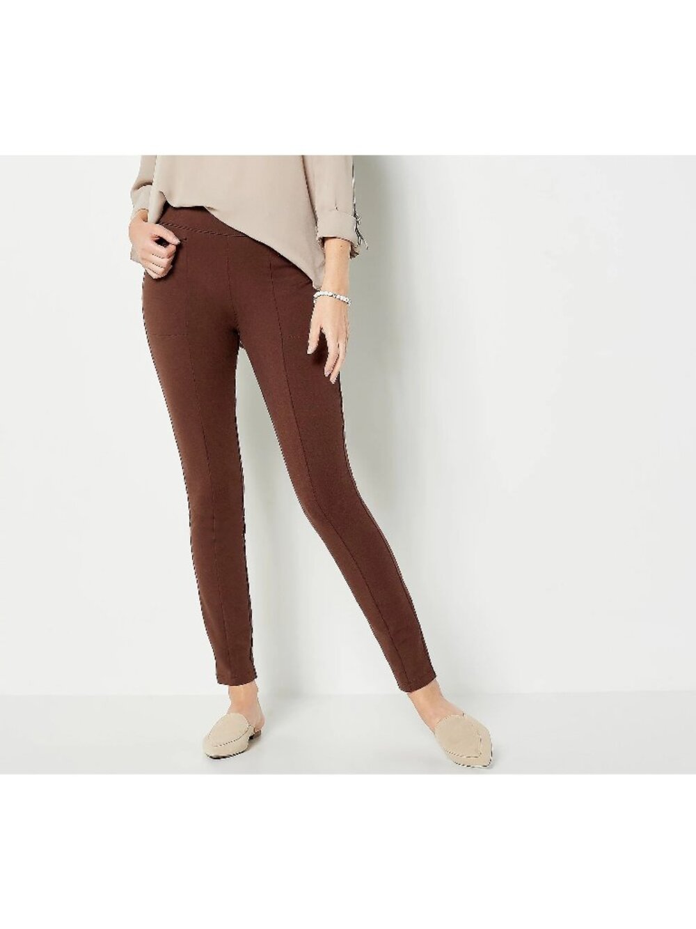 Susan Graver Weekend Pet Premium Stretch Legging Women 3X Brown Cotton Blend NEW